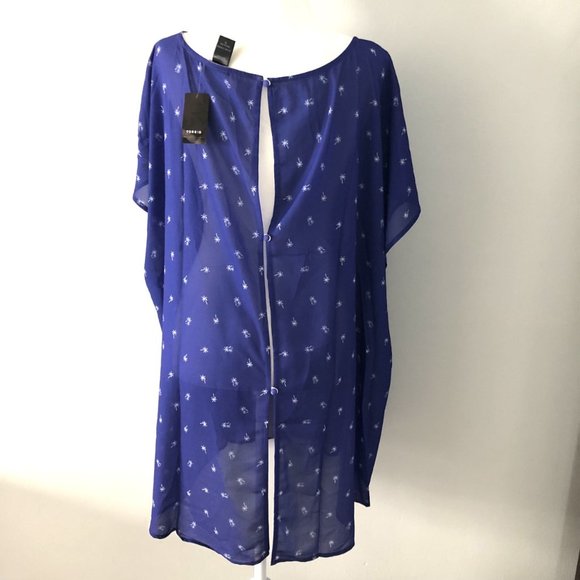 New Torrid Button Back Blouse Tunic Top size 5 5X Palm Tree - Picture 2 of 2